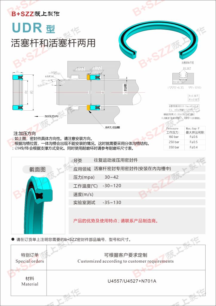 UDR hydraulic sapphire blue oil seal oil cylinder U-ring插图