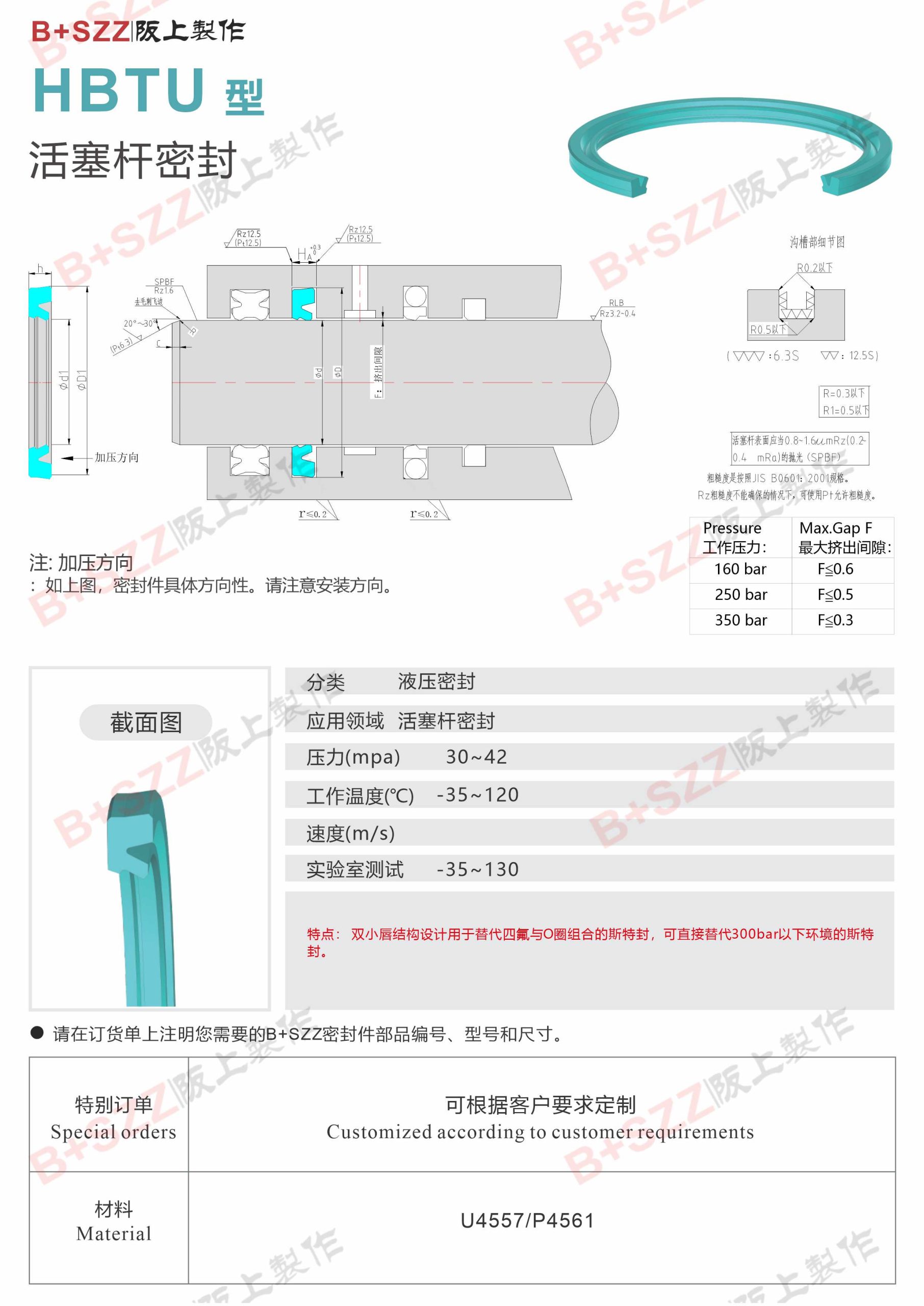 HBTU type ring hole shaft universal seal piston rod special oil seal插图