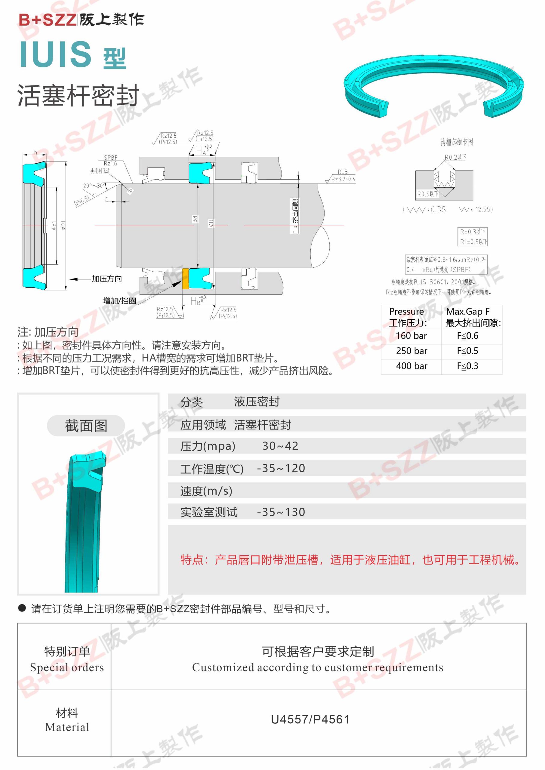 Elastic sealing rubber ring, hydraulic cylinder piston rod hydraulic oil seal IUIS seal插图