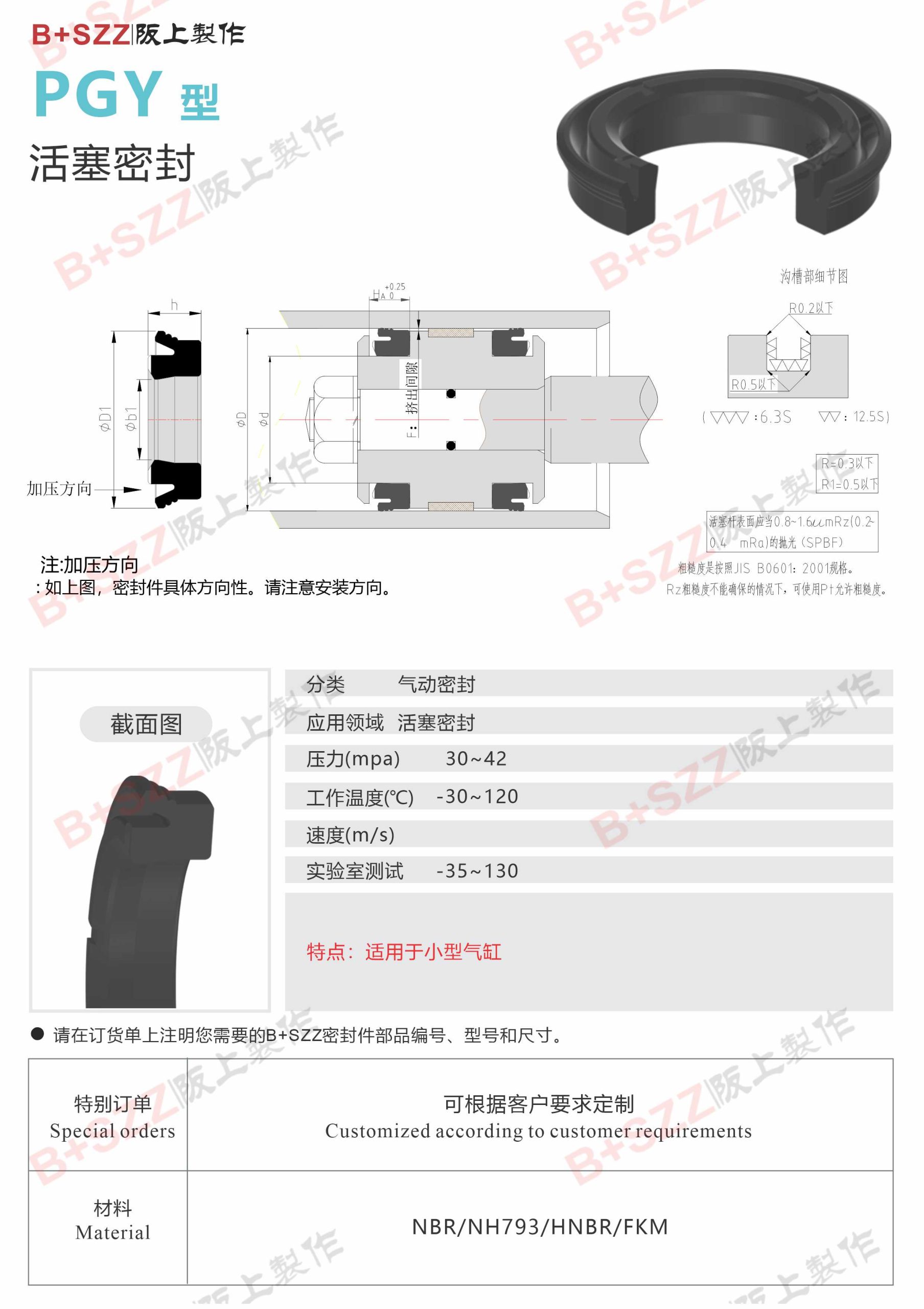 Bszz pneumatic oil seal cylinder seal ring GLY插图