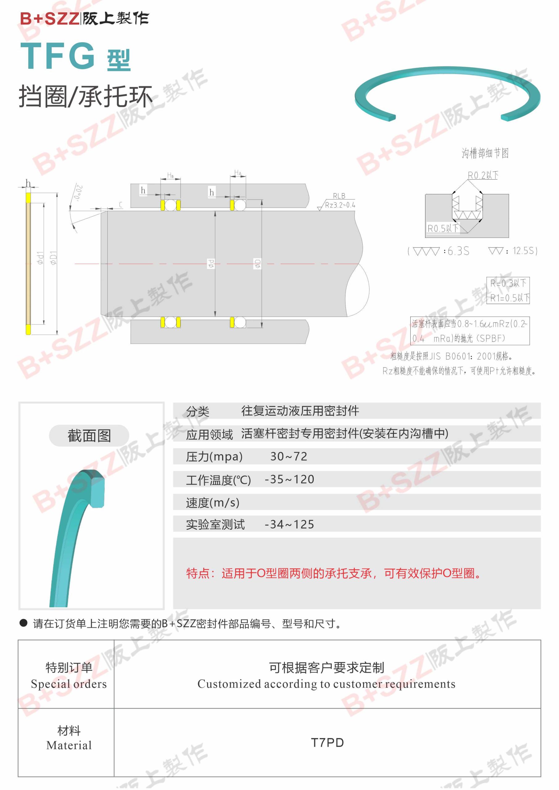 Excavator cylinder white gasket gasket TFG piston seal插图