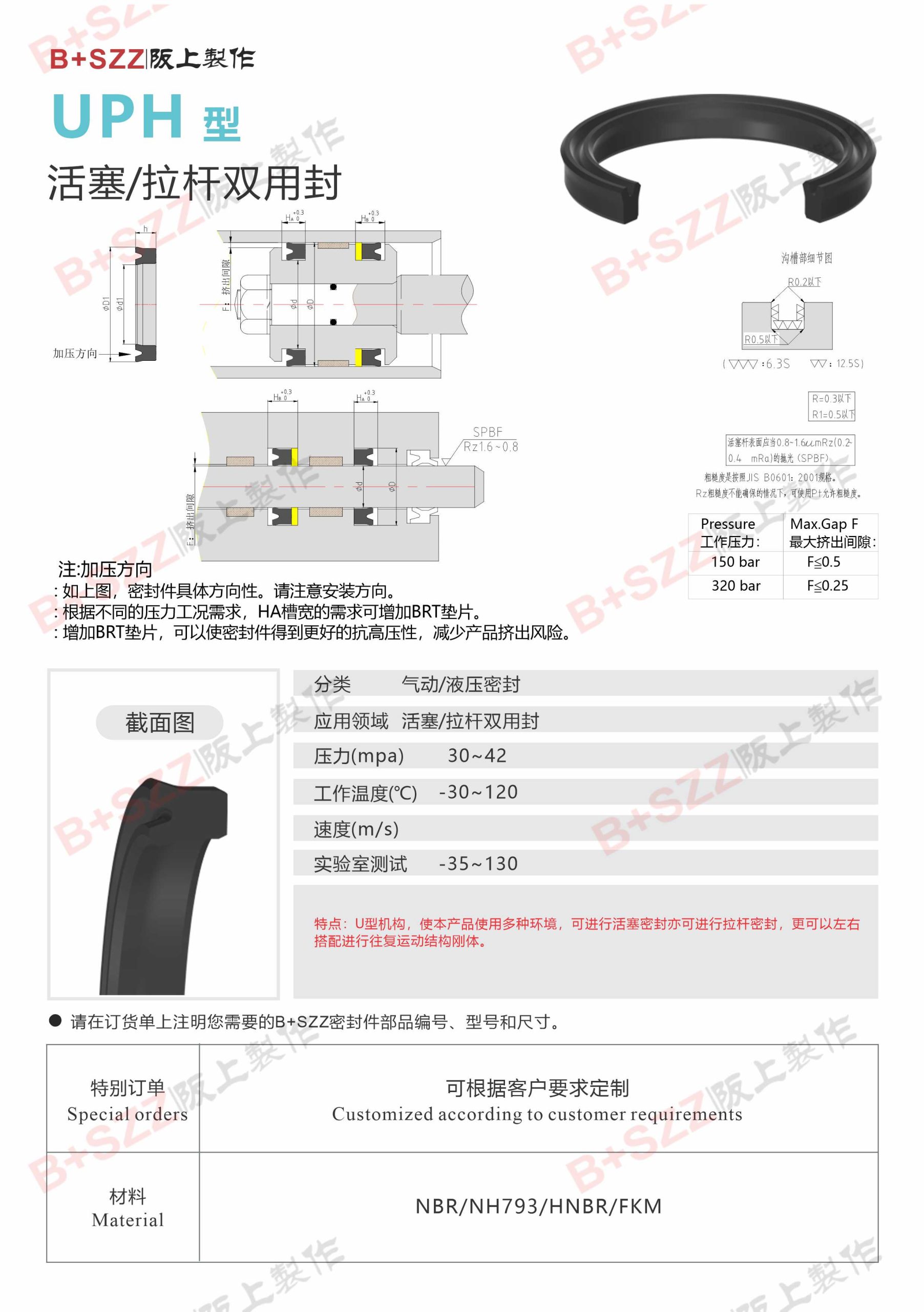 UPH for hydraulic cylinder pneumatic cylinder插图