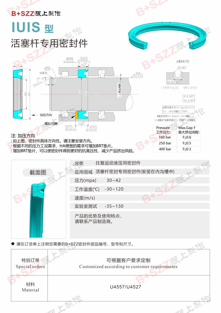 Elastic sealing rubber ring, hydraulic cylinder piston rod hydraulic oil seal IUIS seal插图 Elastic sealing rubber ring, hydraulic cylinder piston rod hydraulic oil seal IUIS seal插图