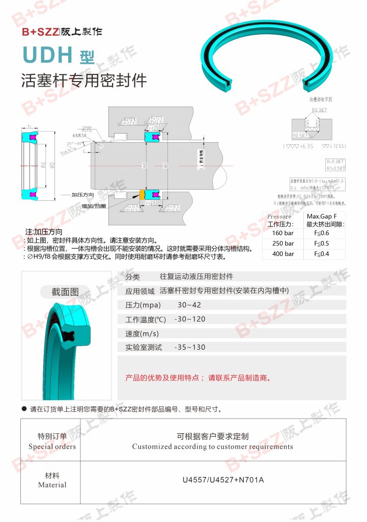 UDH type piston rod special seal插图