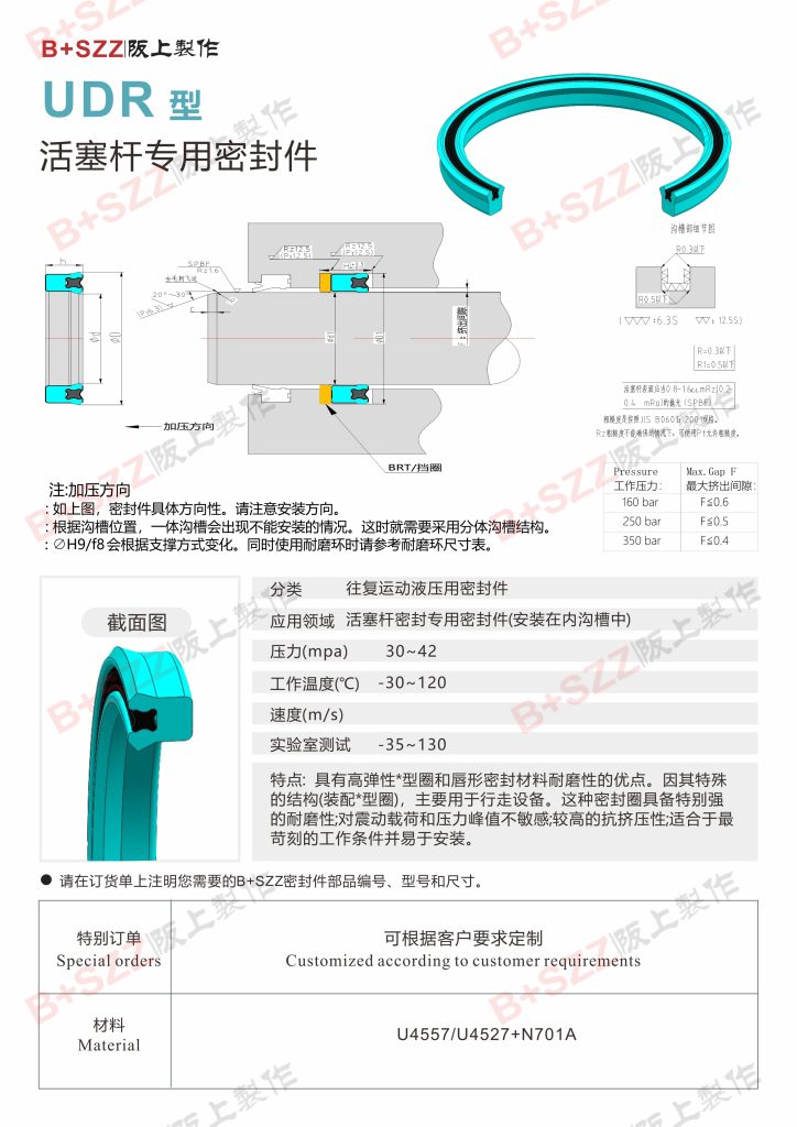UDR Compact Single-Acting Piston Rod Seal插图1
