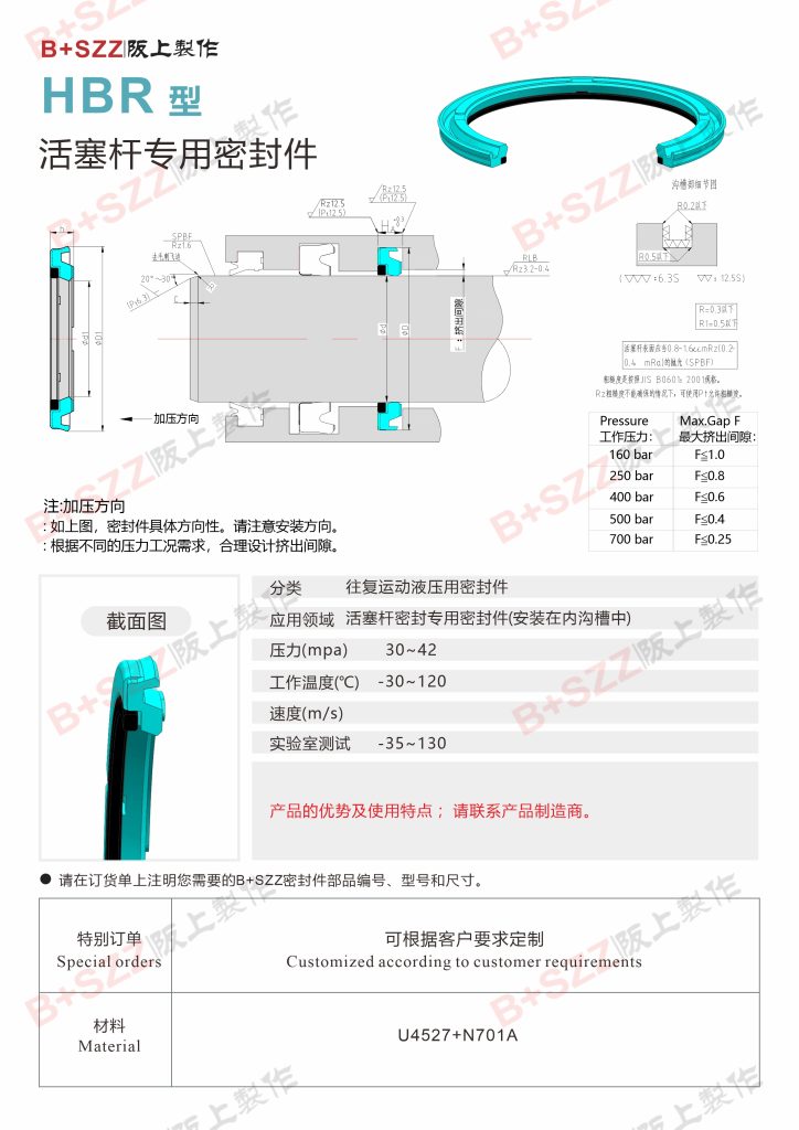 HBR type piston rod special seal插图
