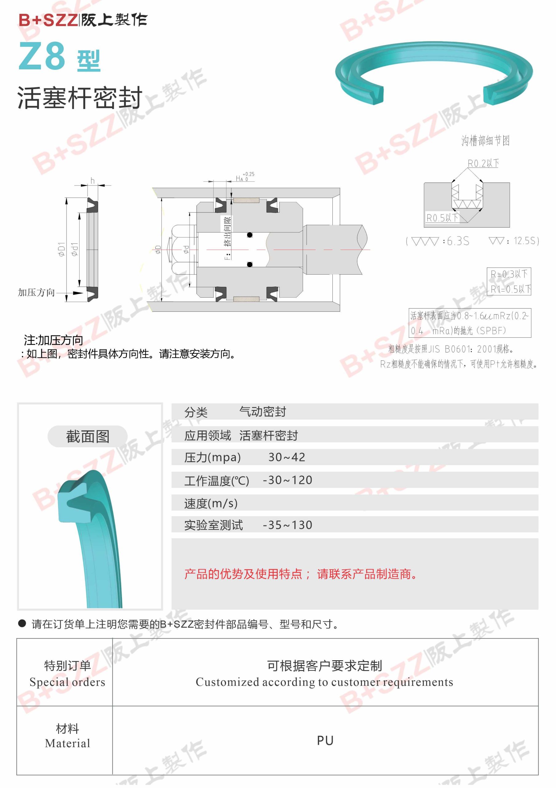 Z8 Type Piston Rod Seal插图