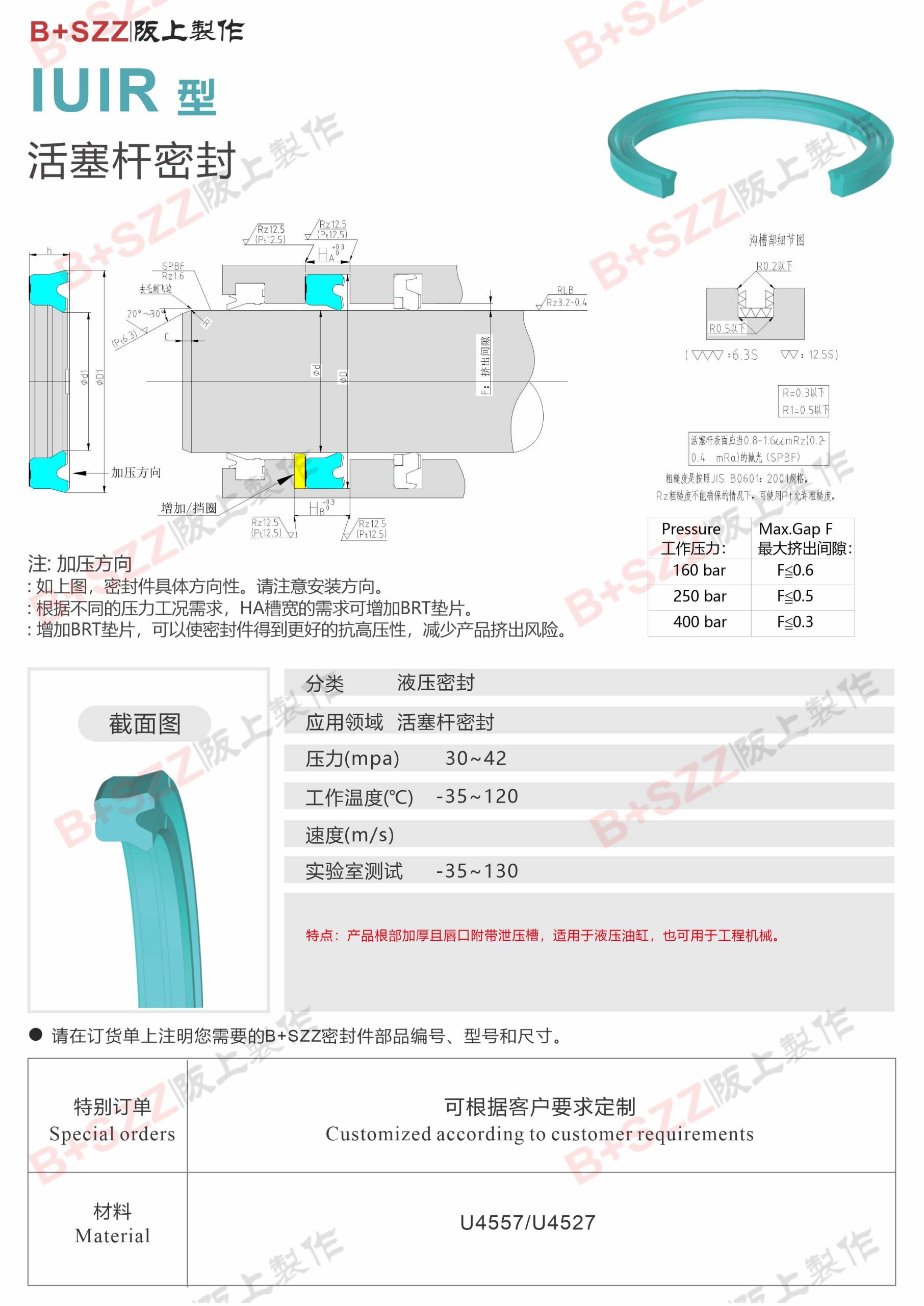 IUIR-Type Piston Rod Seal插图