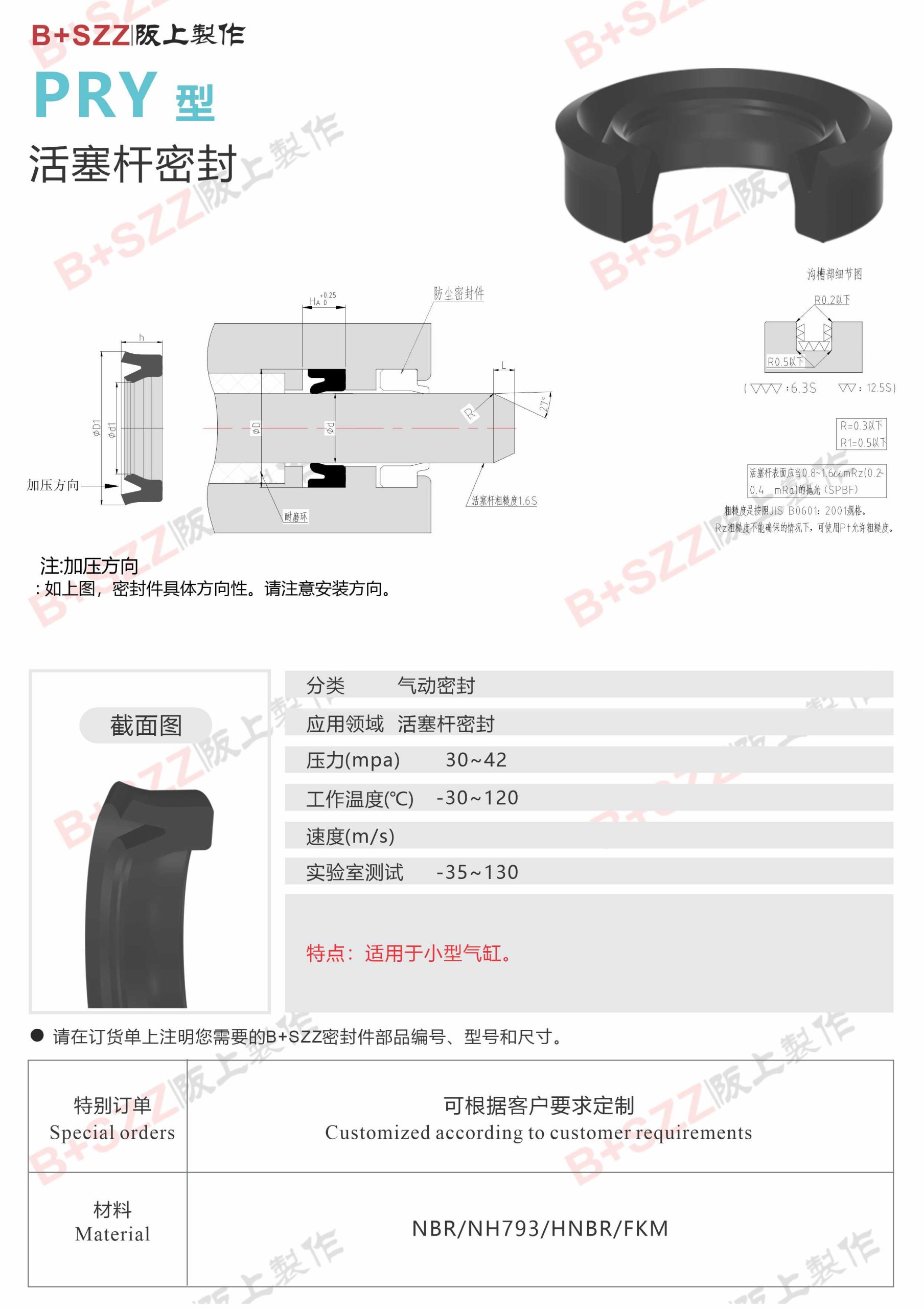 PRY-Type Piston Rod Seal插图