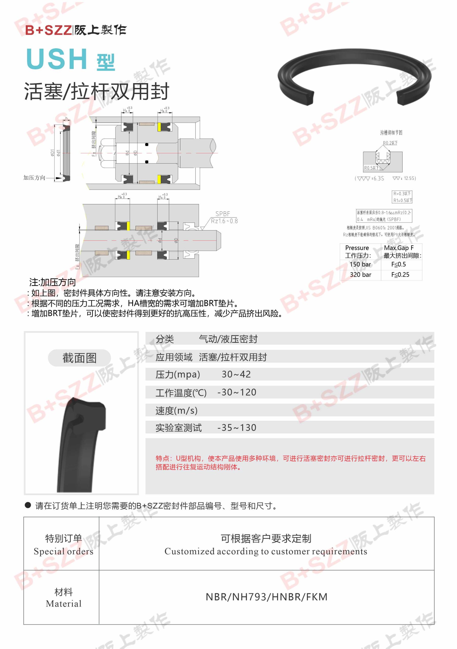 USH Seal – Piston & Rod Dual Use插图